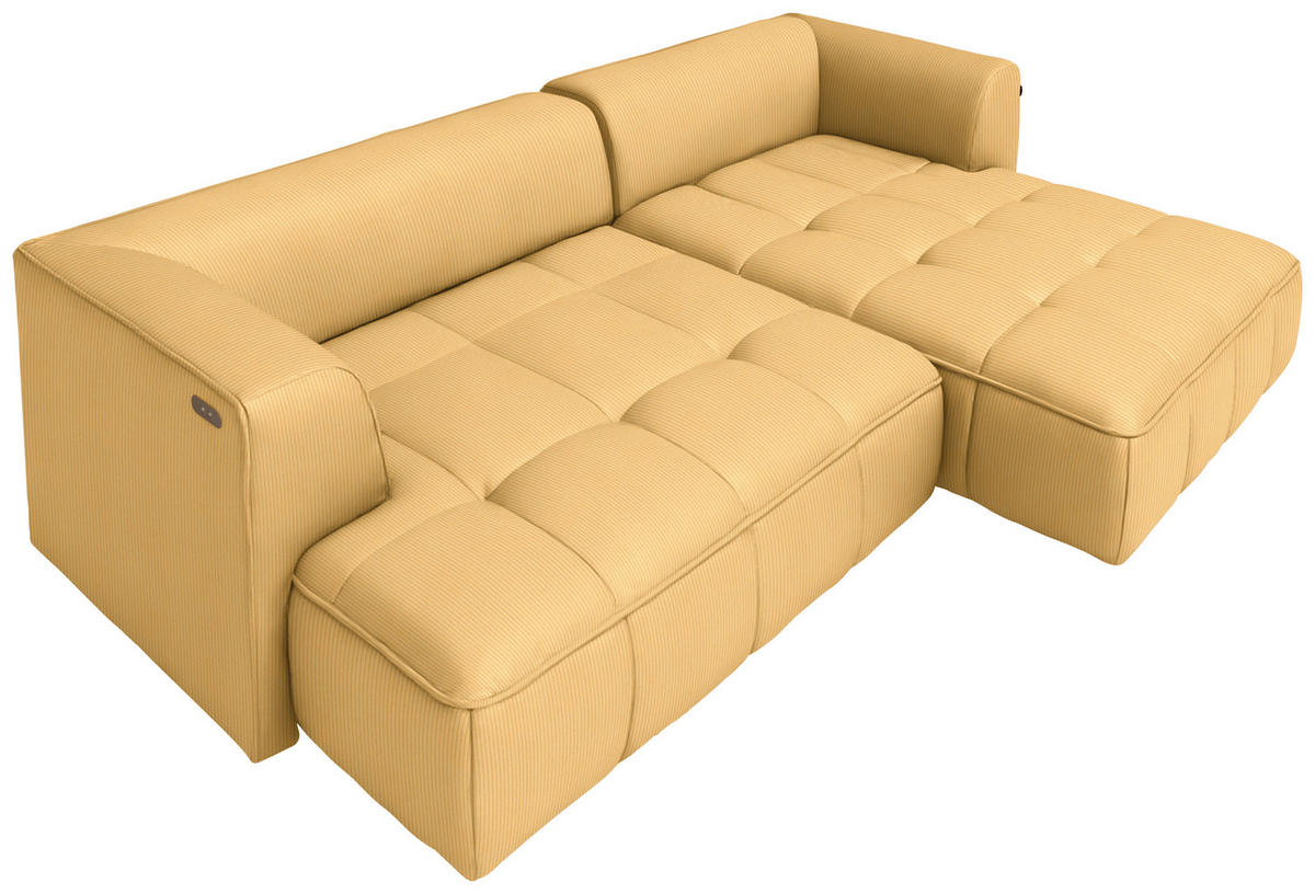 ECKSOFA  in Feincord Gelb  288/188 cm  - Gelb/Schwarz, Design, Kunststoff/Textil (288/188cm) - Welnova