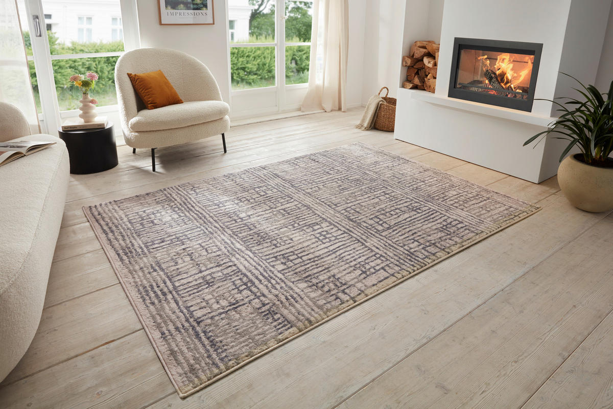 FLACHWEBETEPPICH 160/235 cm Terrain Creme, Grau  - Creme/Grau, Design, Kunststoff/Textil (160/235cm)