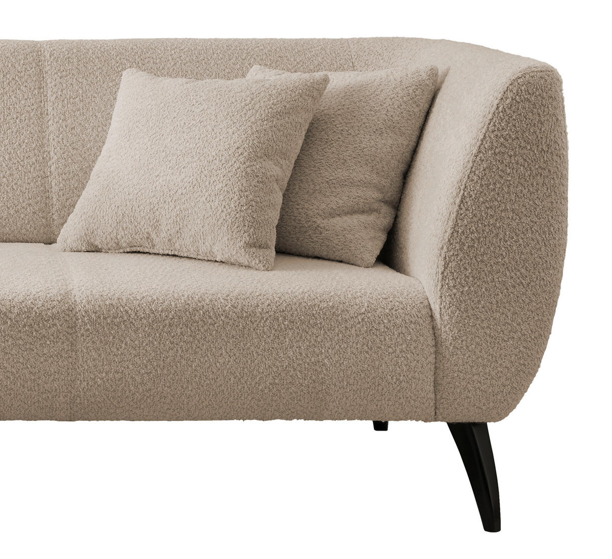 ECKSOFA in Bouclé Beige  - Beige/Schwarz, Modern, Holz/Textil (160/264cm) - MID.YOU