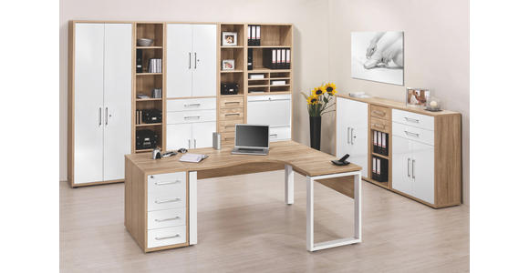 AKTENREGAL - Schwarz/Sonoma Eiche, KONVENTIONELL, Holzwerkstoff/Kunststoff (81,8/215,2/40cm) - Voleo