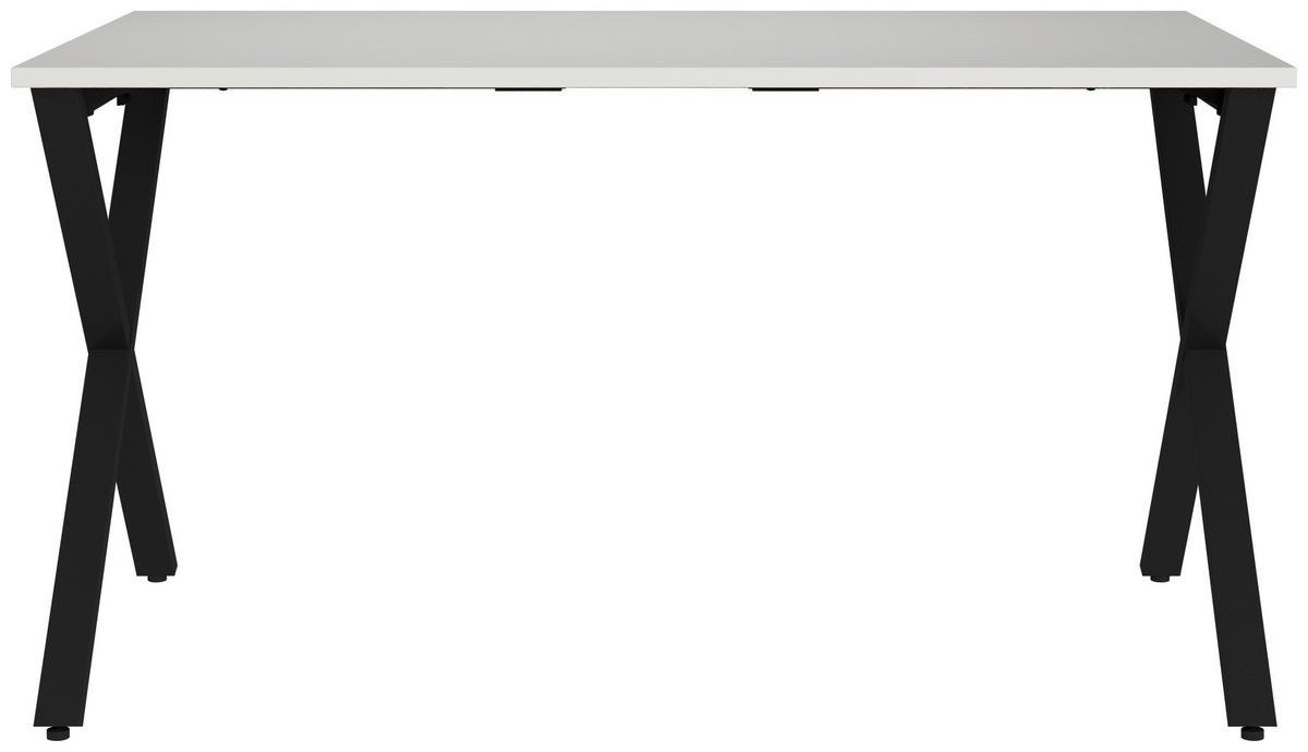 SCHREIBTISCH 140/80/75 cm Schwarz, Hellgrau in verschiedenen Holz-Dekoren erhältlich, justierbare Füße  - Hellgrau/Schwarz, MODERN, Holzwerkstoff/Metall (140/80/75cm) - Novel