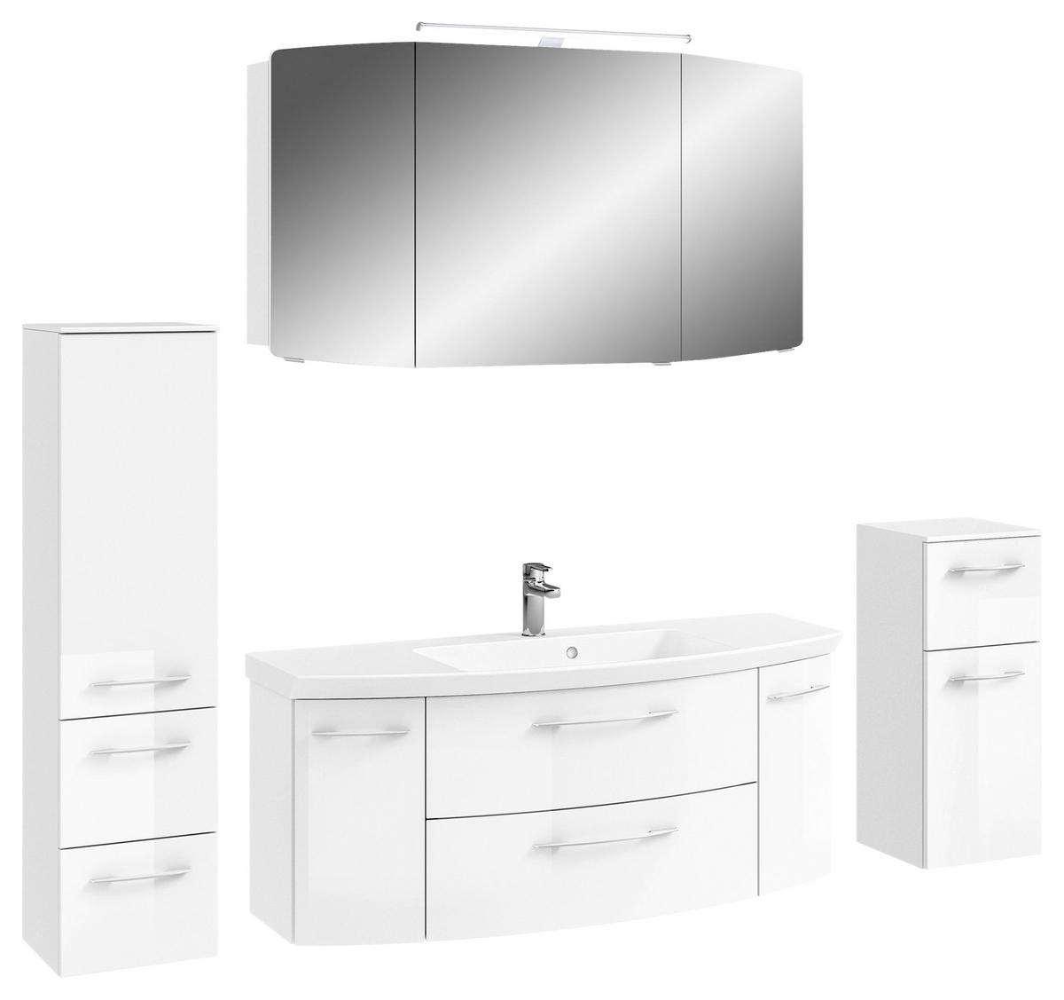 BADEZIMMER 5-teilig  in 181 cm  - Chromfarben/Weiß Hochglanz, KONVENTIONELL, Glas/Holzwerkstoff (181cm) - Pelipal