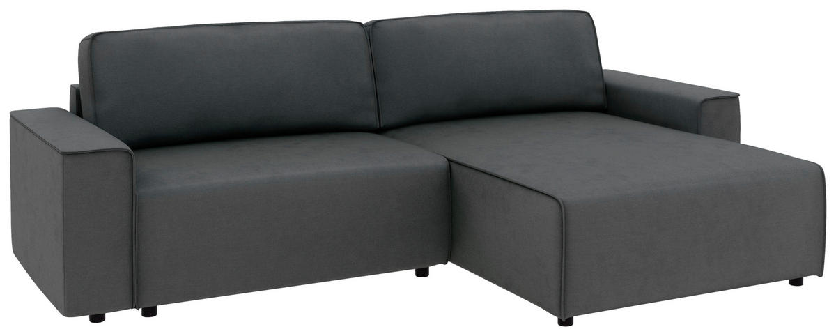 ECKSOFA in Struktur Anthrazit  - Anthrazit/Schwarz, Modern, Kunststoff/Textil (265/164cm) - Trendmanufaktur