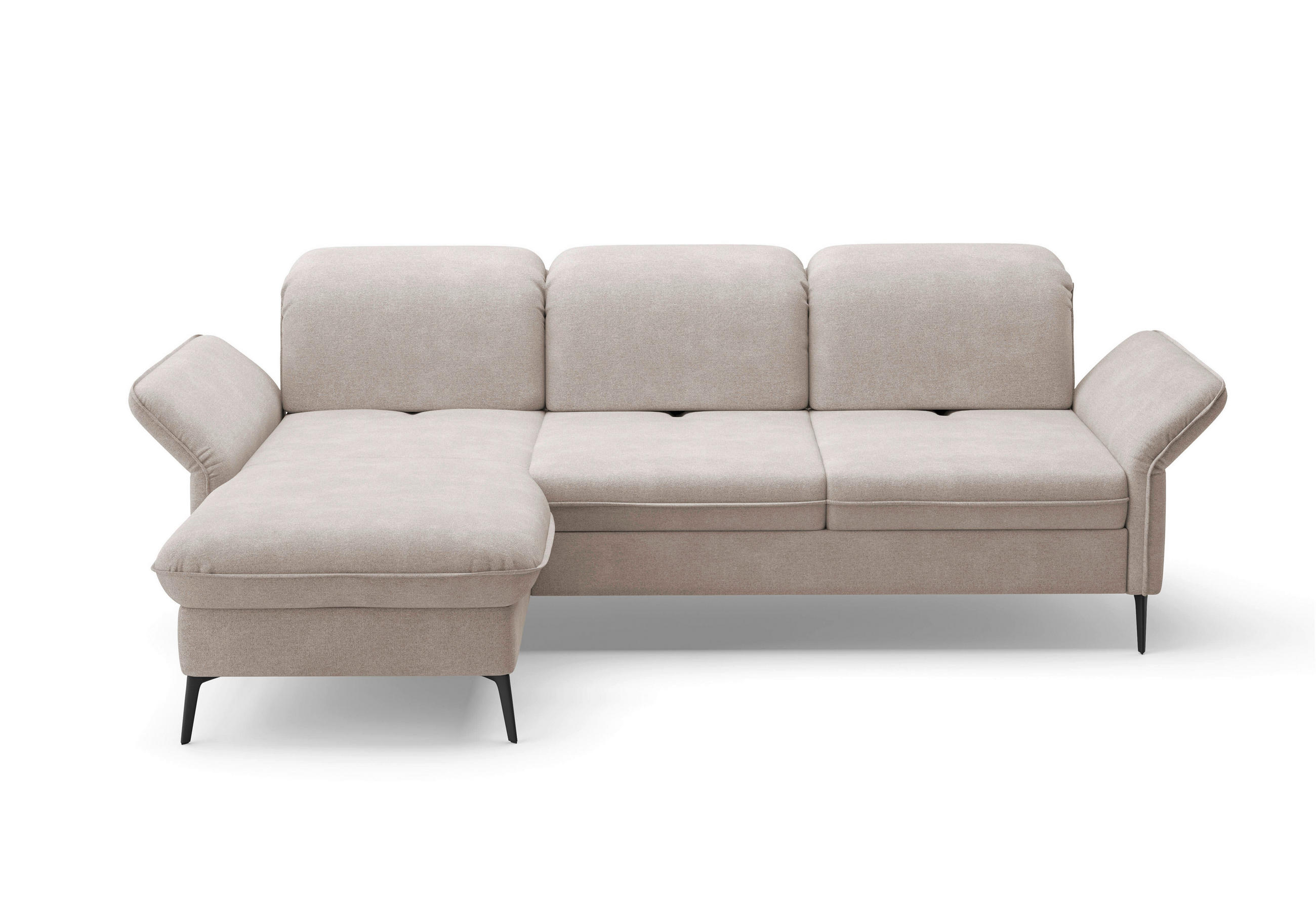 ECKSOFA in Flachgewebe Greige  - Greige/Schwarz, Konventionell, Textil/Metall (198/264cm) - Sit & More