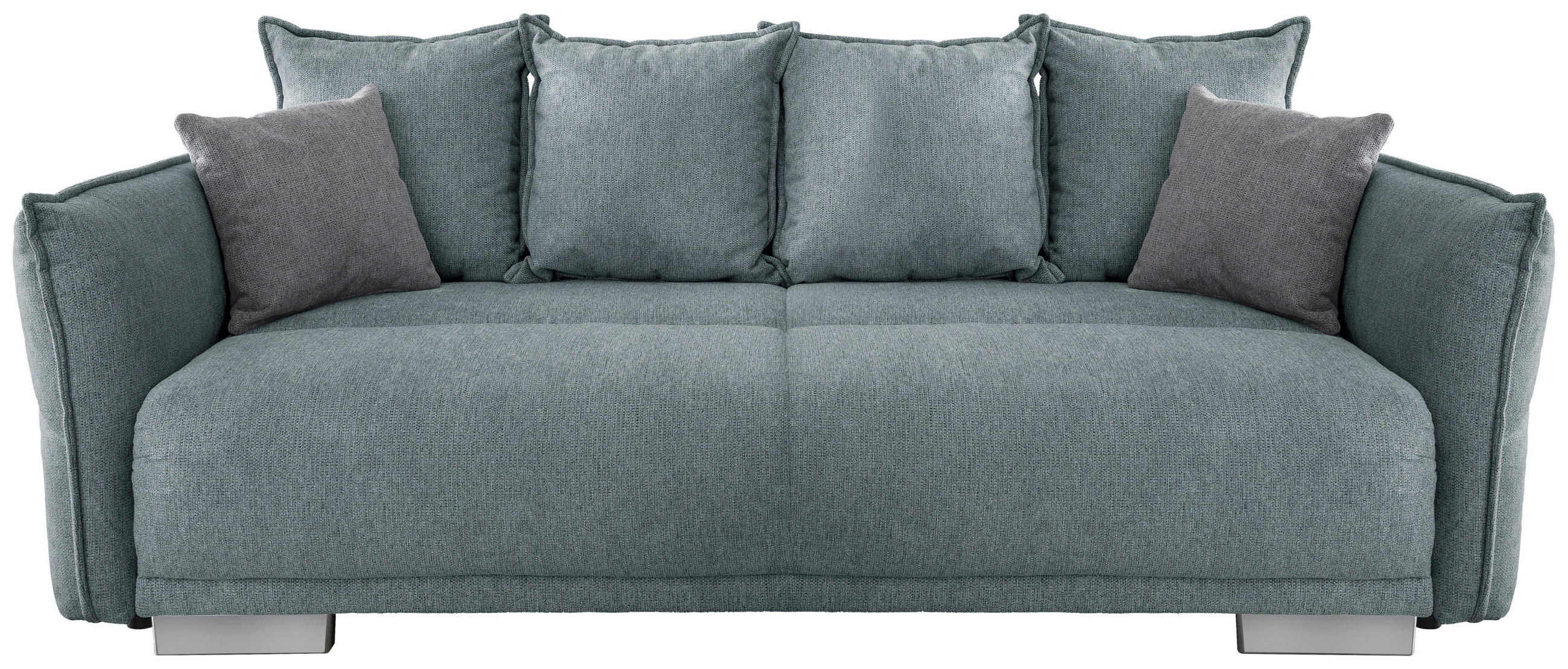 BIGSOFA in Chenille Mintgrün  - Chromfarben/Silberfarben, MODERN, Kunststoff/Textil (242/71/90/131cm) - Livetastic
