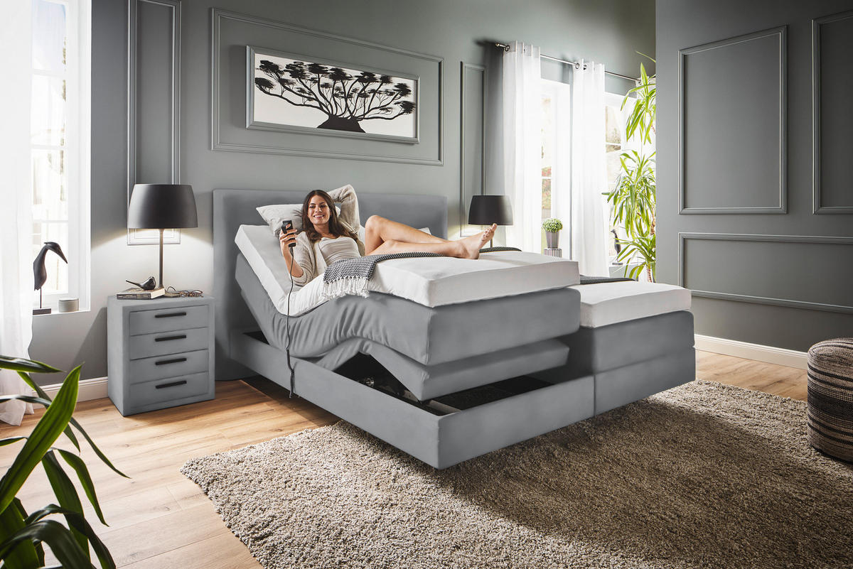 BOXSPRINGBETT 160/200 cm  in Grau  - Grau, KONVENTIONELL, Holz/Textil (160/200cm) - Dieter Knoll
