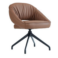 ARMLEHNSTUHL  Sitzfläche 360° drehbar, automatische Rückholfunktion  Echtleder  Schwarz, Cognac  - Cognac/Schwarz, Design, Leder/Metall (60/81/63.5cm) - Dieter Knoll