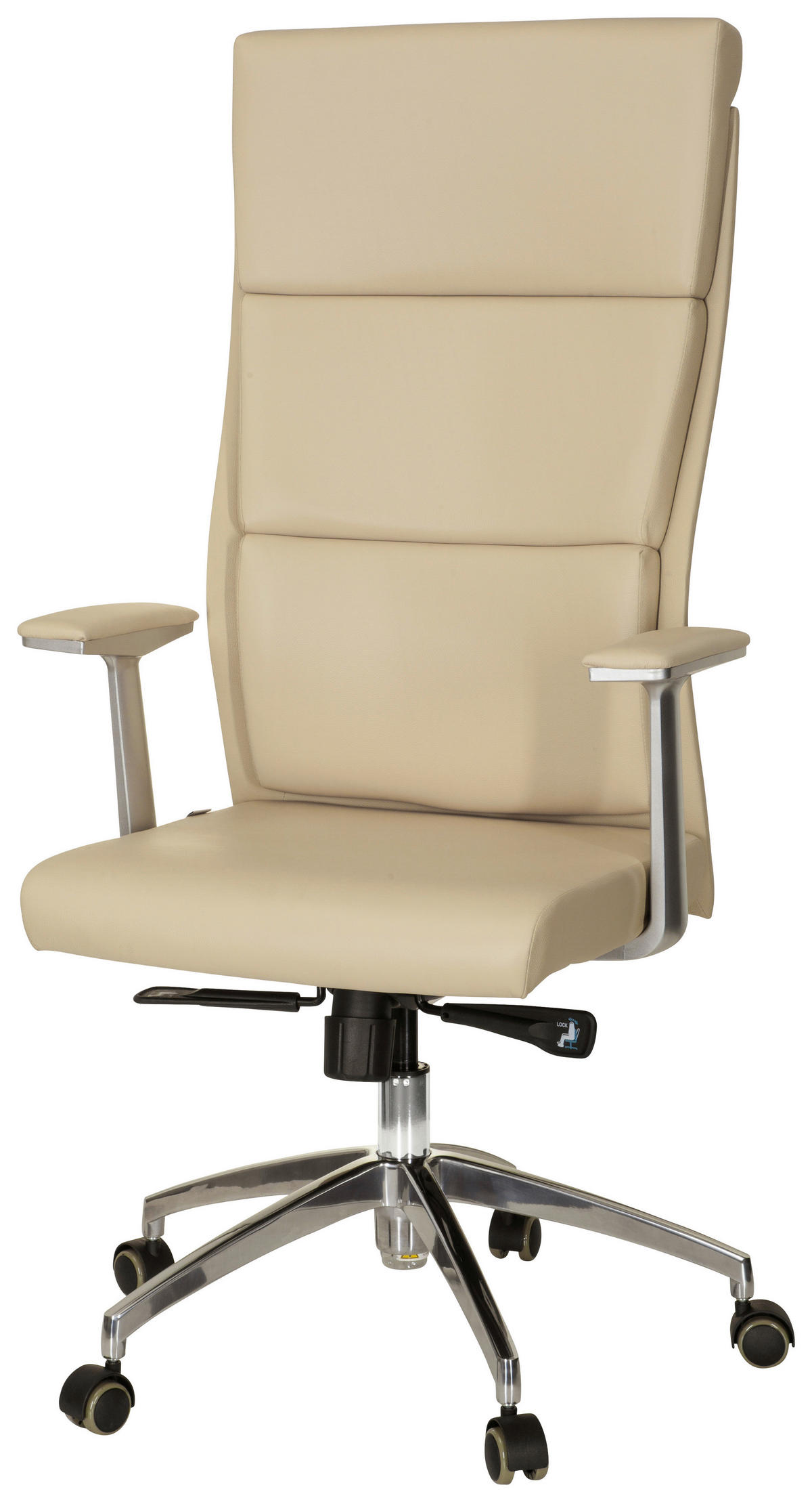 KONTORSSTOL  i läderimitation silver, beige  - beige/silver, Modern, metall/läder (60/131/52cm) - MID.YOU