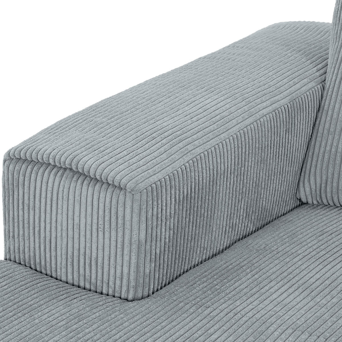 ECKSOFA in Cord Hellgrau  - Hellgrau/Schwarz, Konventionell, Textil/Metall (170/285cm) - Carryhome