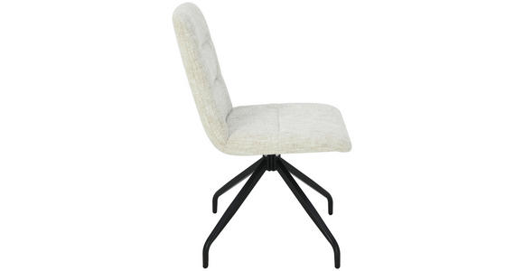 STUHL  Stoffauswahl, Sitzfläche 180° drehbar, automatische Rückholfunktion Leinenoptik  - Beige/Schwarz, Design, Textil/Metall (50/90/63cm) - Carryhome