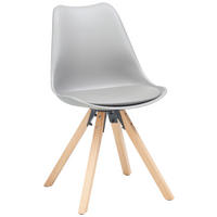STUHL Lederlook Grau Eiche massiv  - Naturfarben/Grau, LIFESTYLE, Holz/Kunststoff (48,5/84/55cm) - P & B