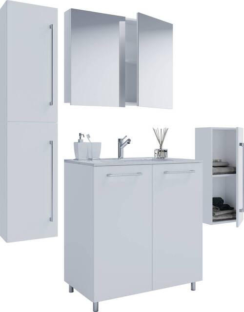 BADEZIMMER 5-teilig  in 147 cm  - Weiss/Alufarben, Modern, Keramik/Holzwerkstoff (147cm) - MID.YOU