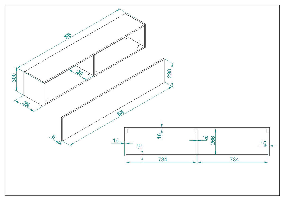 HÄNGEELEMENT Eichefarben  - Eichefarben, Design, Holzwerkstoff (152/30/30cm) - MID.YOU