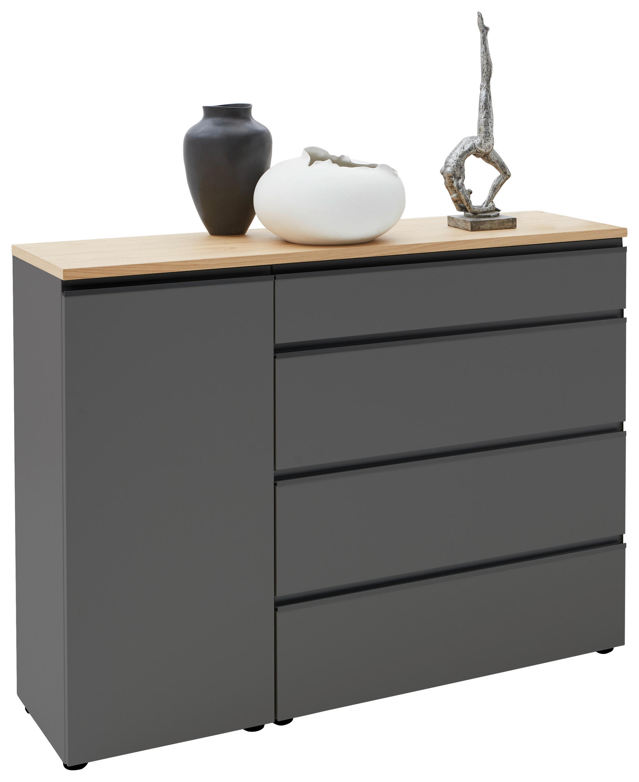 SIDEBOARD in 135/102/41 cm - Eichefarben/Schwarz, Design, Holz/Holzwerkstoff (135/102/41cm) - Dieter Knoll