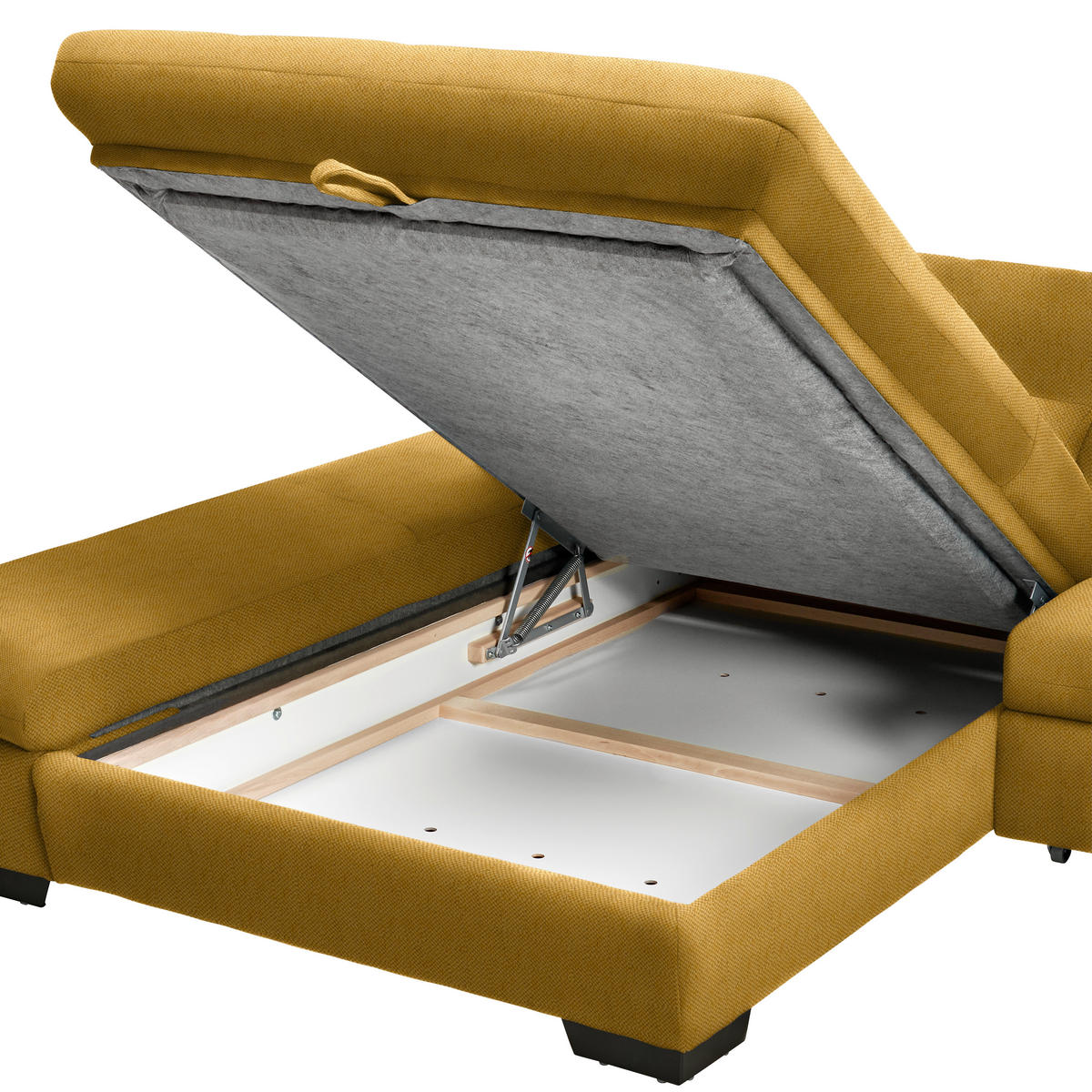 ECKSOFA  in Flachgewebe Gelb  341/204 cm  - Gelb/Schwarz, Design, Textil/Metall (341/204cm) - Xora