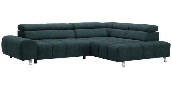 ECKSOFA  in Webstoff Dunkelgrün  295/201 cm  - Dunkelgrün/Dunkelgrau, Design, Textil/Metall (295/201cm) - Hom`in