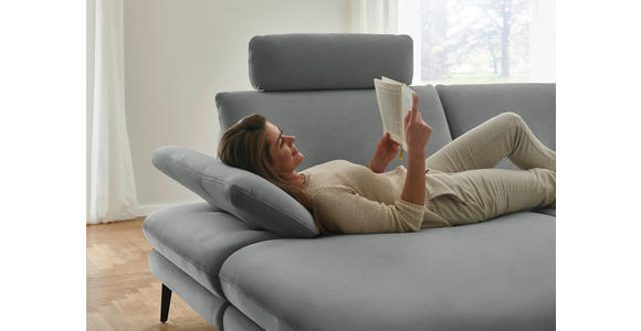 WOHNLANDSCHAFT  in Chenille, Flachgewebe Grau  - Schwarz/Grau, Design, Textil/Metall (180/344/208cm) - Dieter Knoll