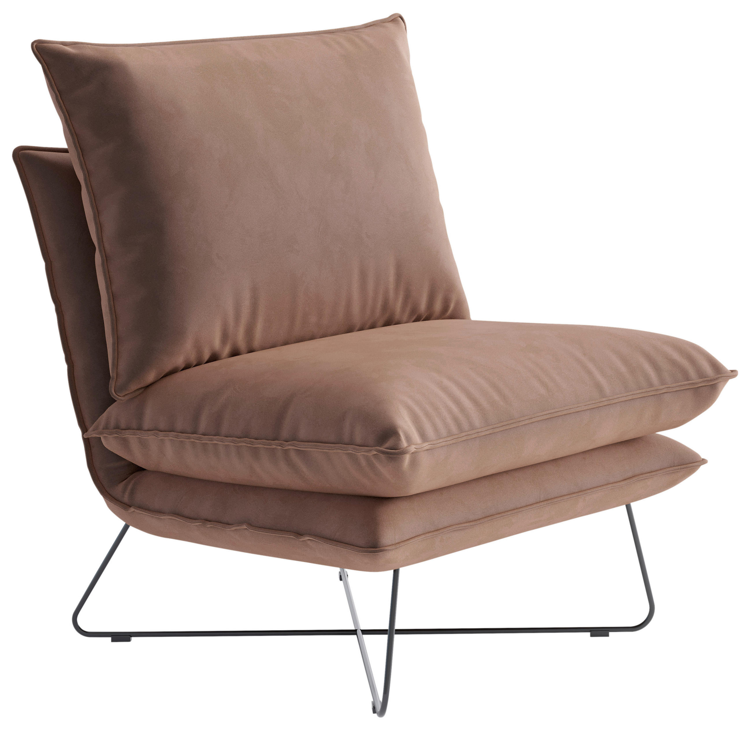 SESSEL SKYLINE Flachgewebe Hellbraun    - Hellbraun/Schwarz, Design, Textil/Metall (72/84/90cm) - Livetastic