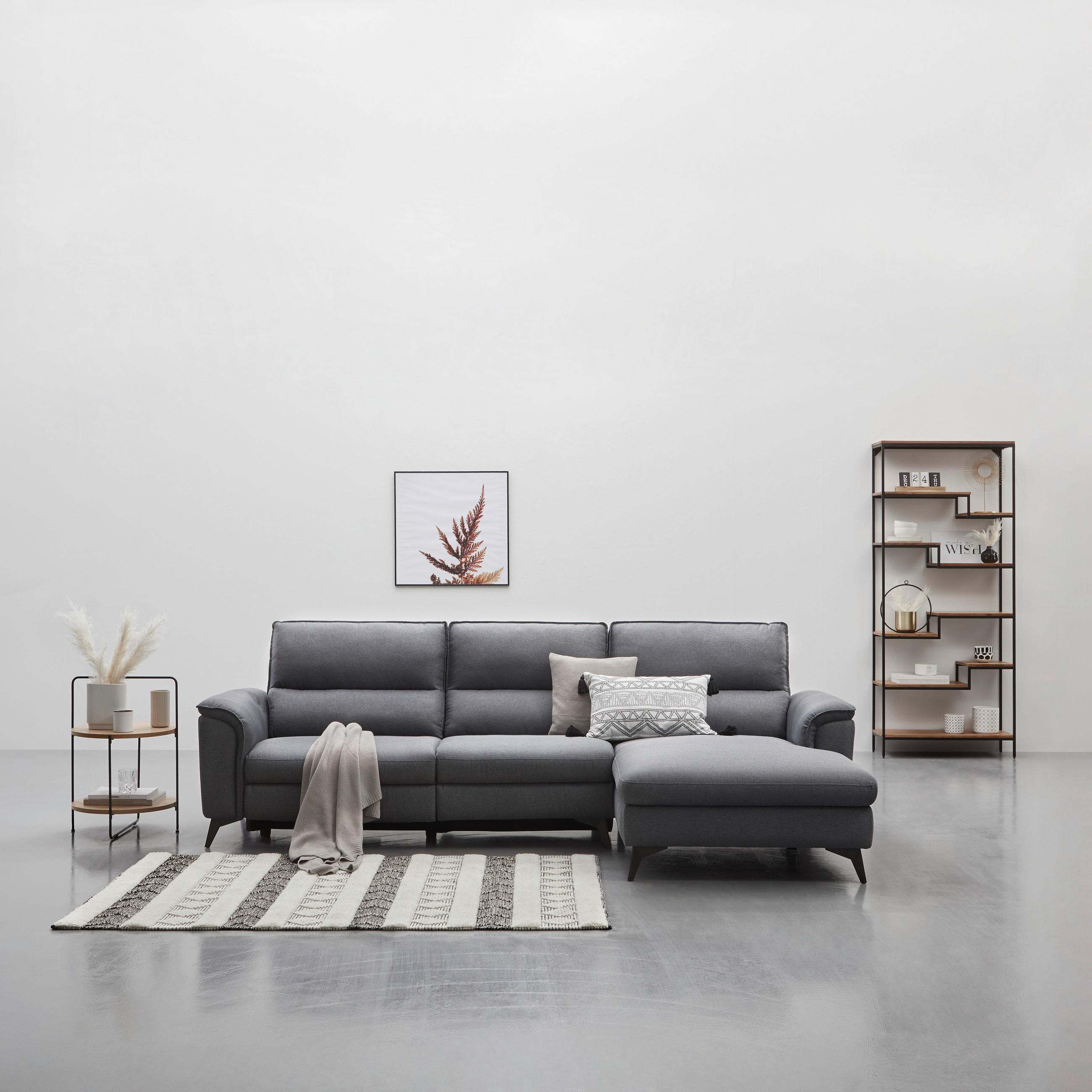 ECKSOFA Anthrazit Webstoff  - Anthrazit, Design, Textil/Metall (281/155cm) - Livetastic