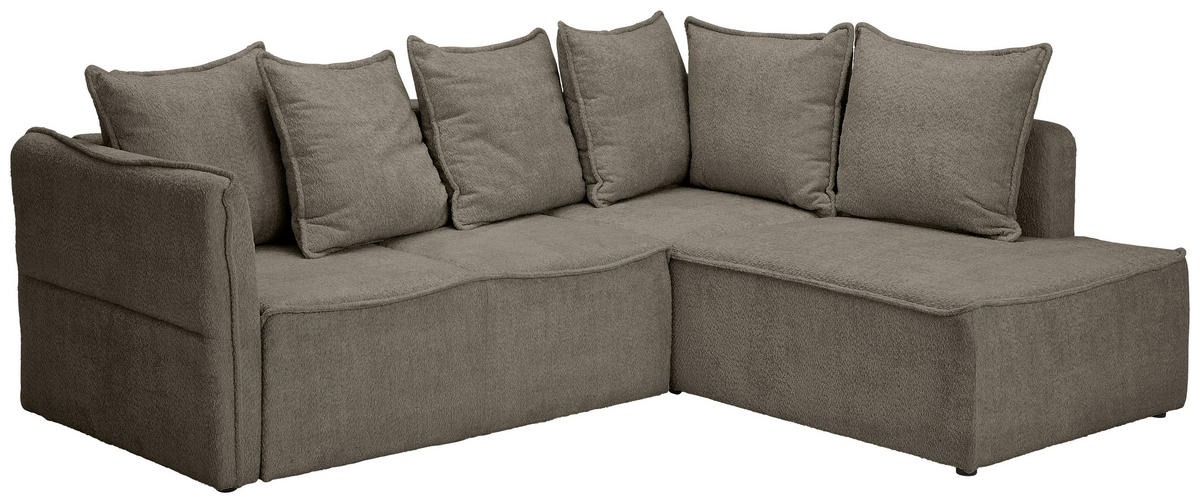 ECKSOFA in Chenille Taupe  - Taupe/Schwarz, Konventionell, Kunststoff/Textil (233/193cm) - Carryhome