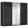 SCHWEBETÜRENSCHRANK in Schwarz  - Chromfarben/Schwarz, Konventionell, Glas/Holzwerkstoff (301/223/68cm) - Novel