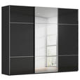 SCHWEBETÜRENSCHRANK 271/223/68 cm 3-türig Schwarz  - Chromfarben/Schwarz, KONVENTIONELL, Glas/Holzwerkstoff (271/223/68cm) - Novel