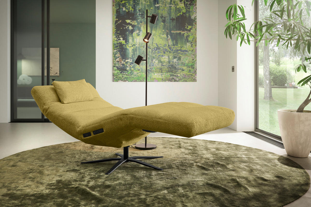 RELAXLIEGE inkl. Akku Flachgewebe Grün  - Schwarz/Grün, MODERN, Textil/Metall (82/53-115/156-206cm) - Pure Home Comfort