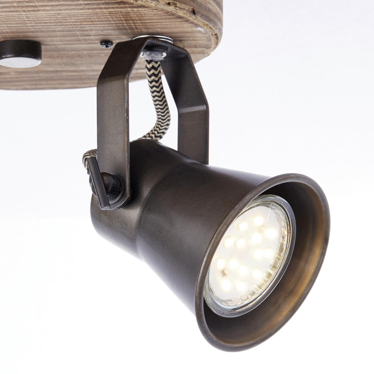 DECKENLEUCHTE    16/13/23 cm  - Schwarz, Natur, Holz/Metall (16/13/23cm) - Brilliant