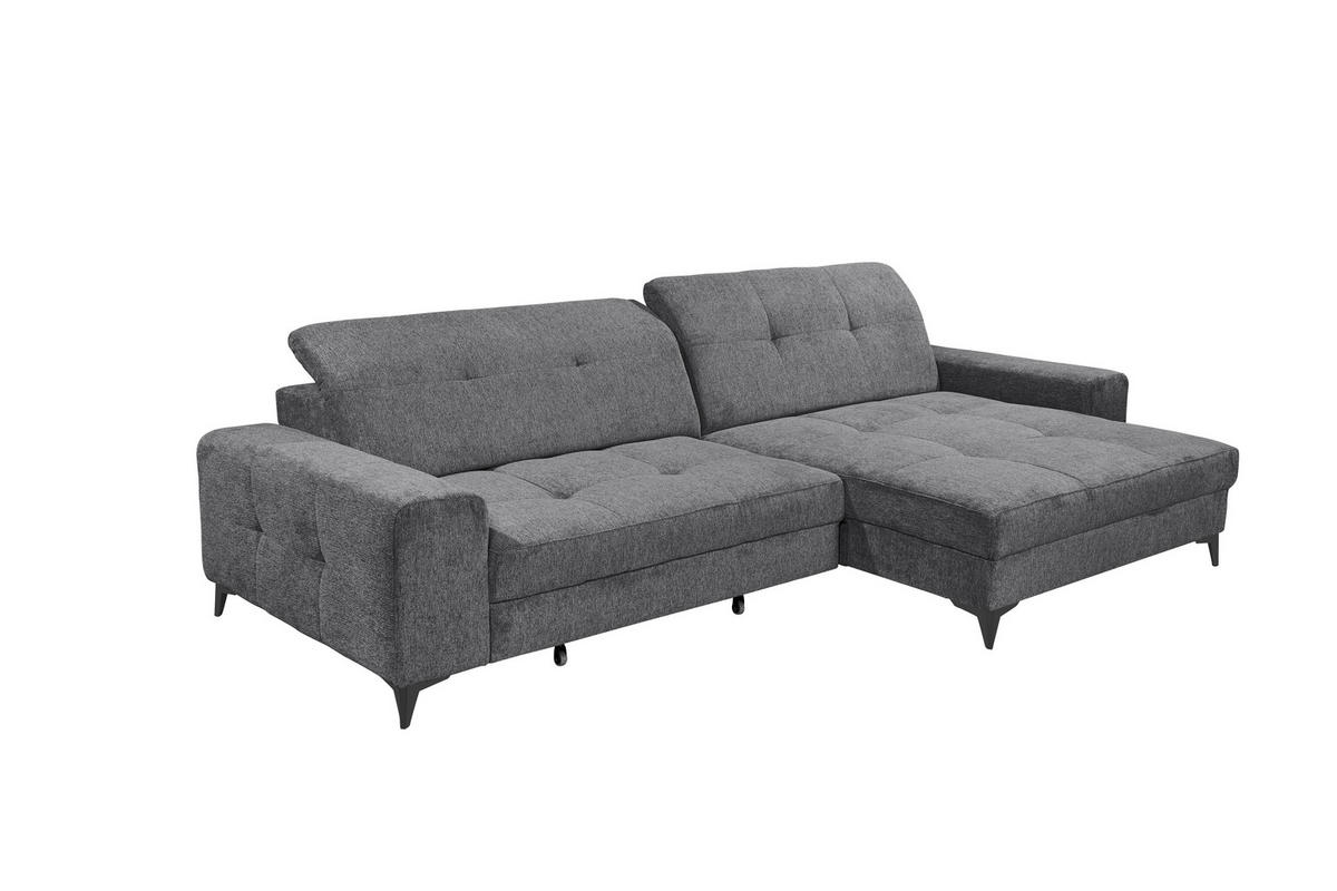ECKSOFA Mikrovelours Anthrazit  - Anthrazit/Schwarz, Design, Kunststoff/Textil (328/182cm) - MID.YOU
