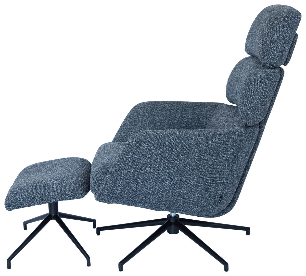 RELAXSESSELSET Webstoff Hocker, Kopfteilverstellung    - Schwarz/Grau, Design, Textil/Metall (73/110/87cm) - Dieter Knoll