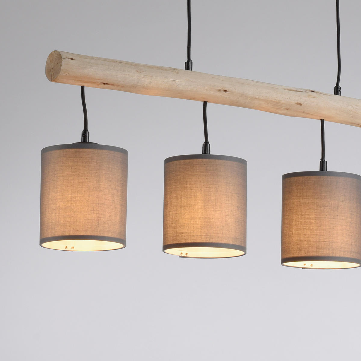 PENDELLEUCHTE Tribu 82,5/13,5/60-120 cm   - Taupe/Schwarz, Natur, Holz/Kunststoff (82,5/13,5/60-120cm)