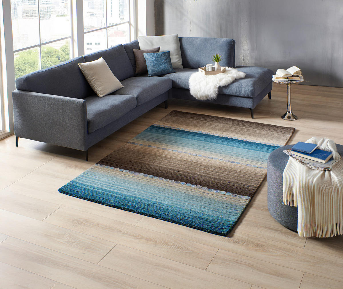 ORIENTTEPPICH 160/230 cm Twilight in Blue Blau, Grau  - Blau/Grau, KONVENTIONELL, Textil (160/230cm) - Cazaris