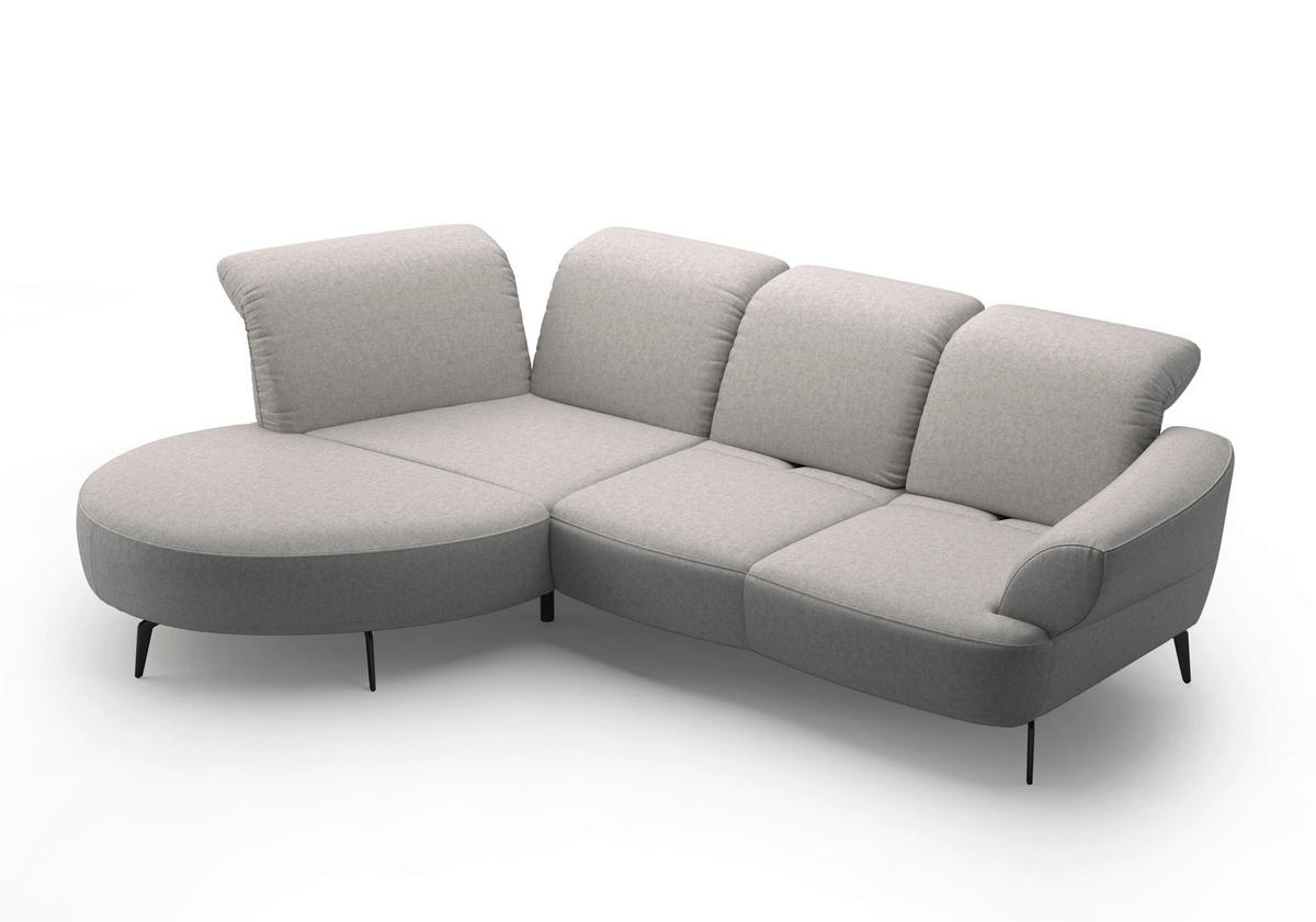 ECKSOFA DANCE E Hellgrau Flachgewebe  - Hellgrau/Schwarz, MODERN, Textil/Metall (208/313cm) - Sit & More