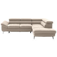 ECKSOFA  in Echtleder Creme  270/220 cm  - Silberfarben/Creme, Design, Leder/Metall (270/220cm) - Novel