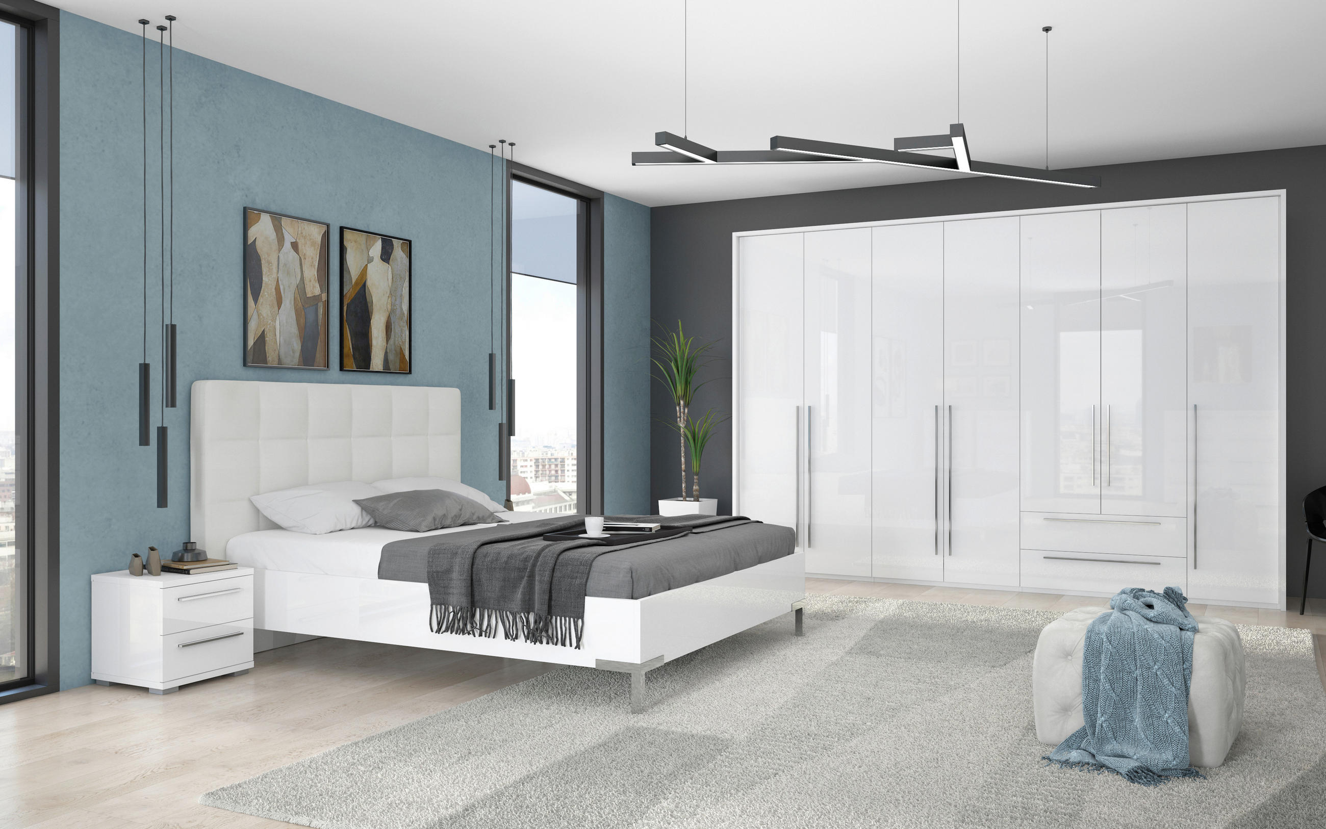 ORMAR SA KLASIČNIM VRATIMA bela, bela visoki sjaj  322/226/60 cm  - bela visoki sjaj/bela, Dizajnerski, pločasti materijal/plastika (322/226/60cm)