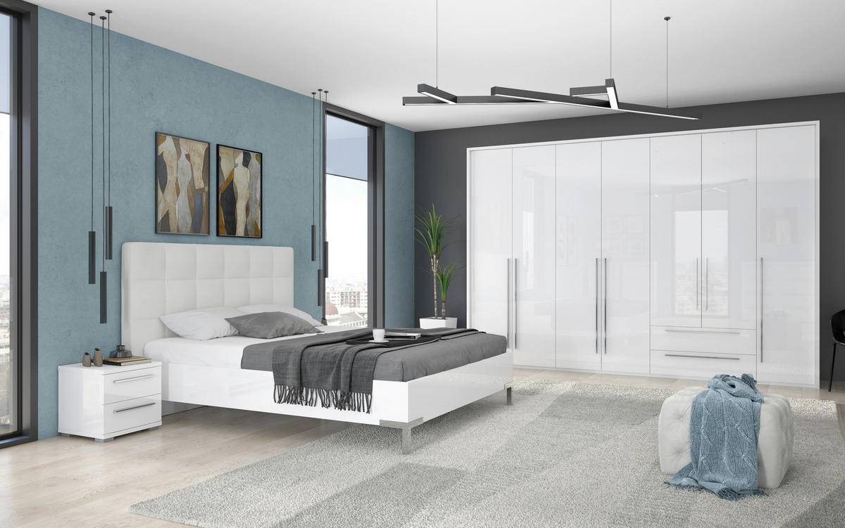 ORMAR SA KLASIČNIM VRATIMA bela, bela visoki sjaj  322/226/60 cm  - bela visoki sjaj/bela, Dizajnerski, pločasti materijal/plastika (322/226/60cm)