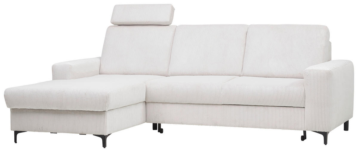 ECKSOFA in Cord Weiss, Perlmutt  - Weiss/Perlmutt, Konventionell, Textil/Metall (167/247cm) - Stylife
