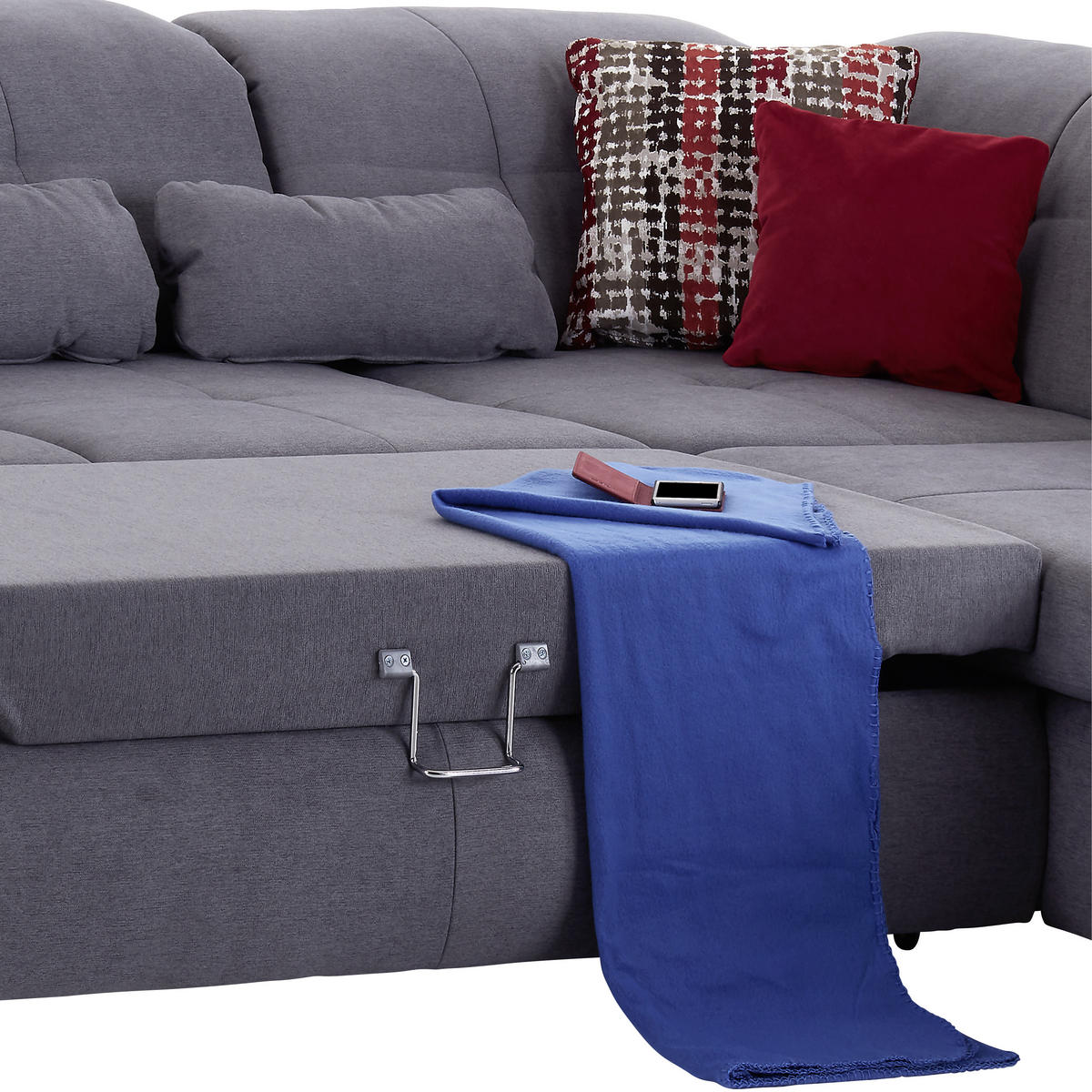WOHNLANDSCHAFT in Mikrofaser, Chenille Grau  - Chromfarben/Grau, Modern, Textil/Metall (315/260cm) - Livetastic