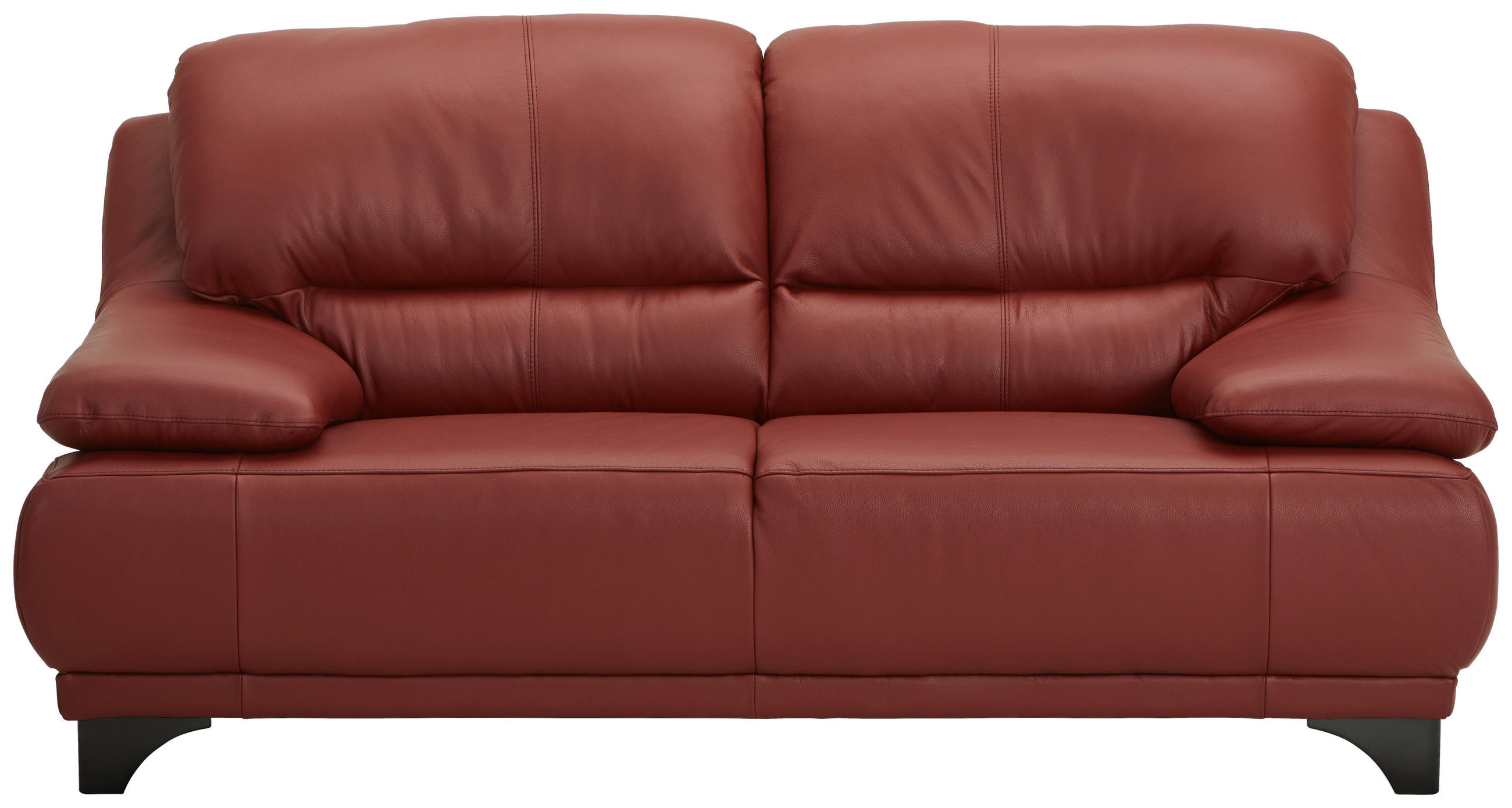 2-SITZER-SOFA in Echtleder Rot  - Rot/Schwarz, Design, Leder/Metall (180/87/92cm) - Xora