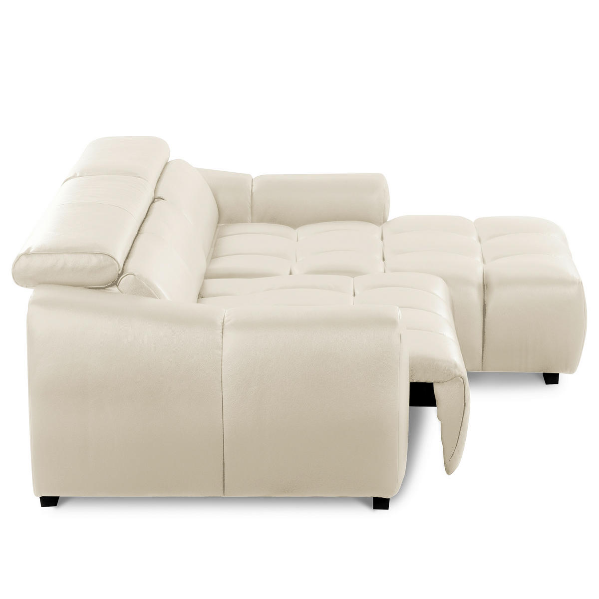 ECKSOFA  Echtleder Creme  - Creme/Schwarz, Design, Leder/Kunststoff (274/177cm) - Livetastic