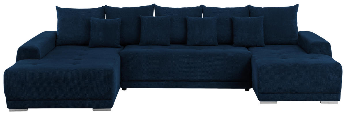 CANAPEA MODULARĂ textil albastru  - argintiu/albastru, Design, plastic/textil (203/350/180cm) - Carryhome