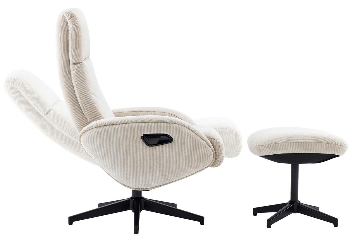 RELAXSESSELSET BASTY Webstoff Hocker    - Beige/Schwarz, Design, Textil/Metall (75/107/77cm) - Livetastic