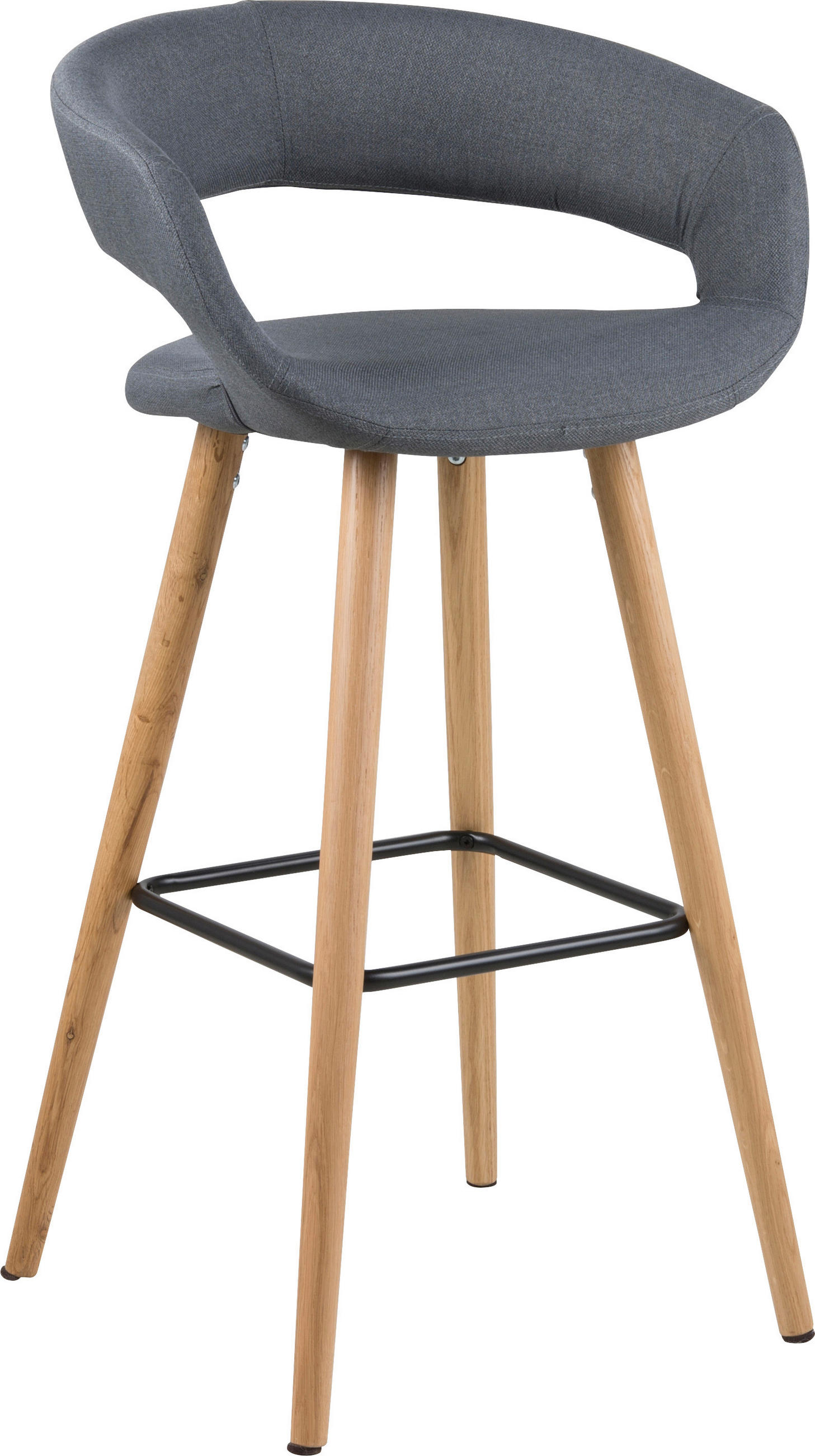 BARSKA STOLICA  tamno siva  tekstil, drvo, metal      - tamno siva/boje hrasta, Design, tekstil/drvo (55/89/46cm) - Carryhome