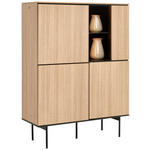 HIGHBOARD Schwarz, Eichefarben  106/141/41 cm  - Eichefarben/Schwarz, Basics, Glas/Holzwerkstoff (106/141/41cm) - Hom`in