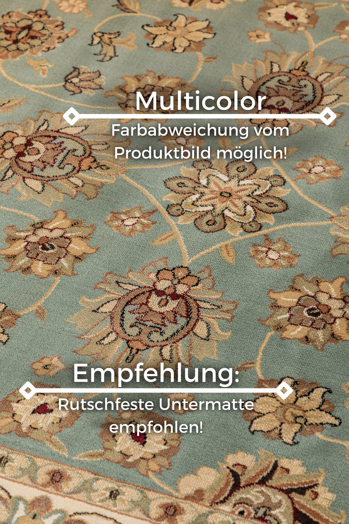 VINTAGE-TEPPICH 120/170 cm Herat Mintgrün, Creme  - Creme/Mintgrün, Basics, Kunststoff/Textil (120/170cm) - Hanse Home
