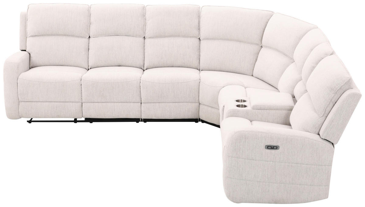 ECKSOFA Weiß Leinenoptik  - Schwarz/Weiß, KONVENTIONELL, Holz/Kunststoff (240/102/265cm) - Livetastic