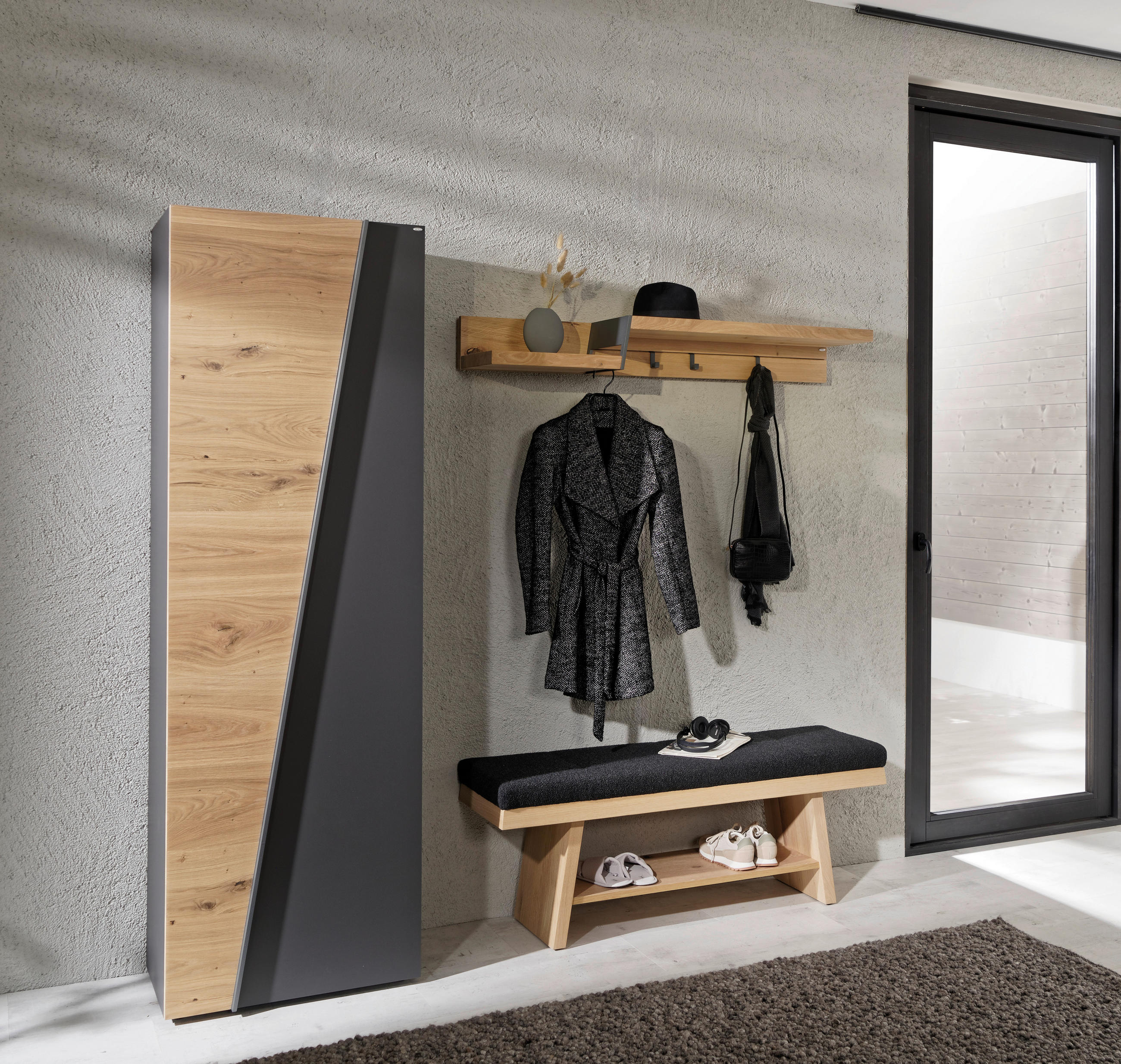 GARDEROBENSCHRANK  in 63,8/202/42,3 cm  - Wildeiche/Graphitfarben, Natur, Holz/Holzwerkstoff (63,8/202/42,3cm) - Voglauer