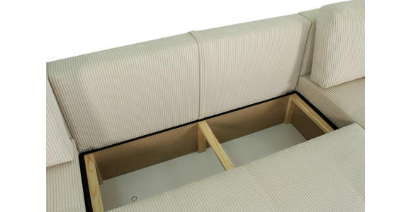 Wohnlandschaft inkl. Funktion Creme Cord  - Creme/Schwarz, KONVENTIONELL, Textil (146/317/146cm) - Xora