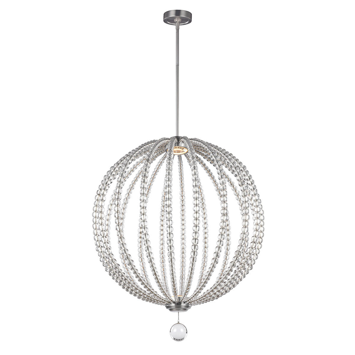 HÄNGELEUCHTE Oberlin 81.3/108 cm  - Nickelfarben, Design, Glas/Metall (81.3/108cm) - Elstead Lighting