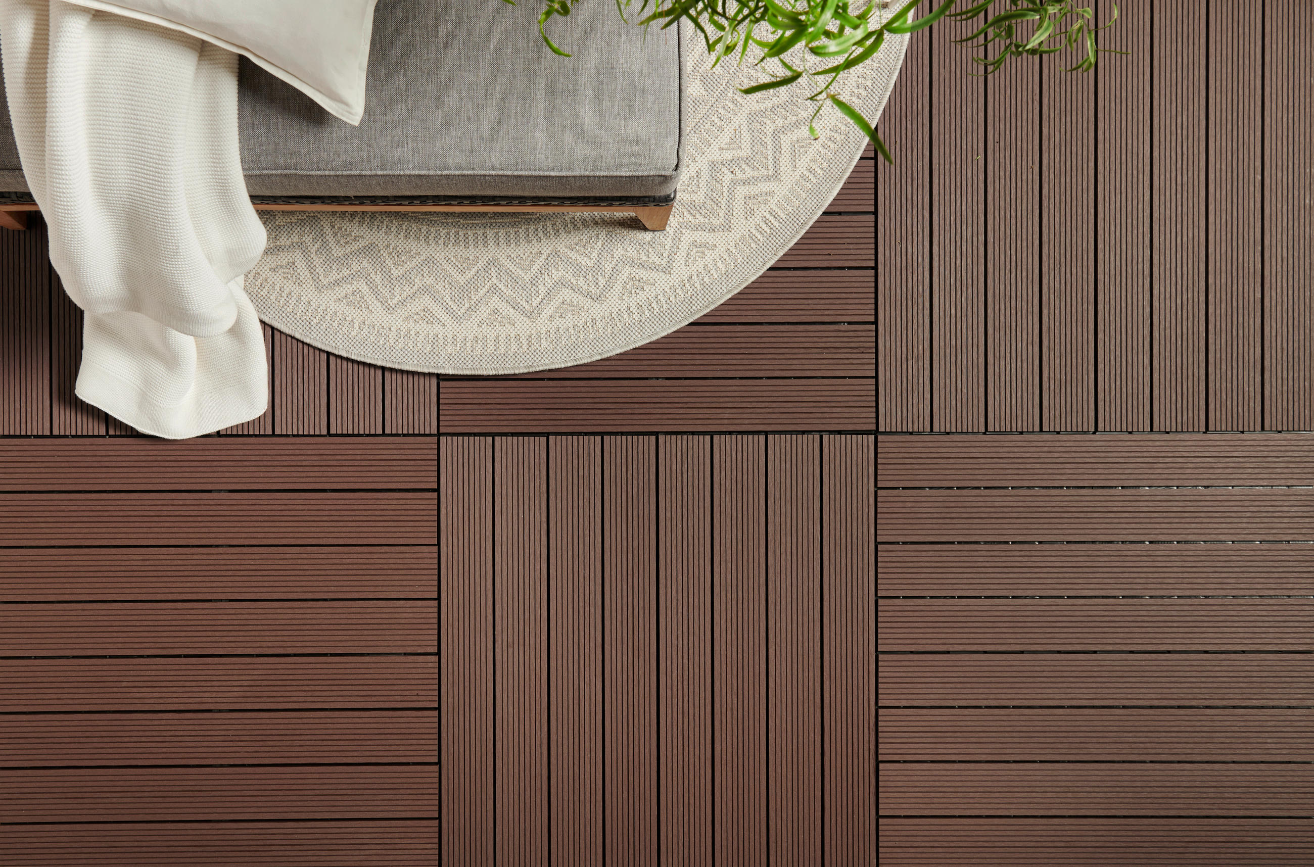TERRASSENFLIESE Grau, Dunkelbraun 6 Stück - Dunkelbraun/Grau, Basics, Kunststoff (60/30/2cm) - Ambia Garden